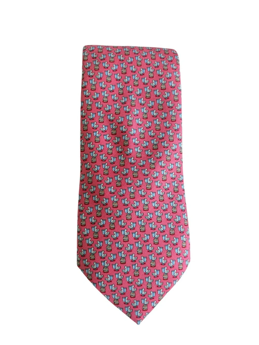 Vineyard Vines Martha Vineyards Pink Seagull Silk Tie